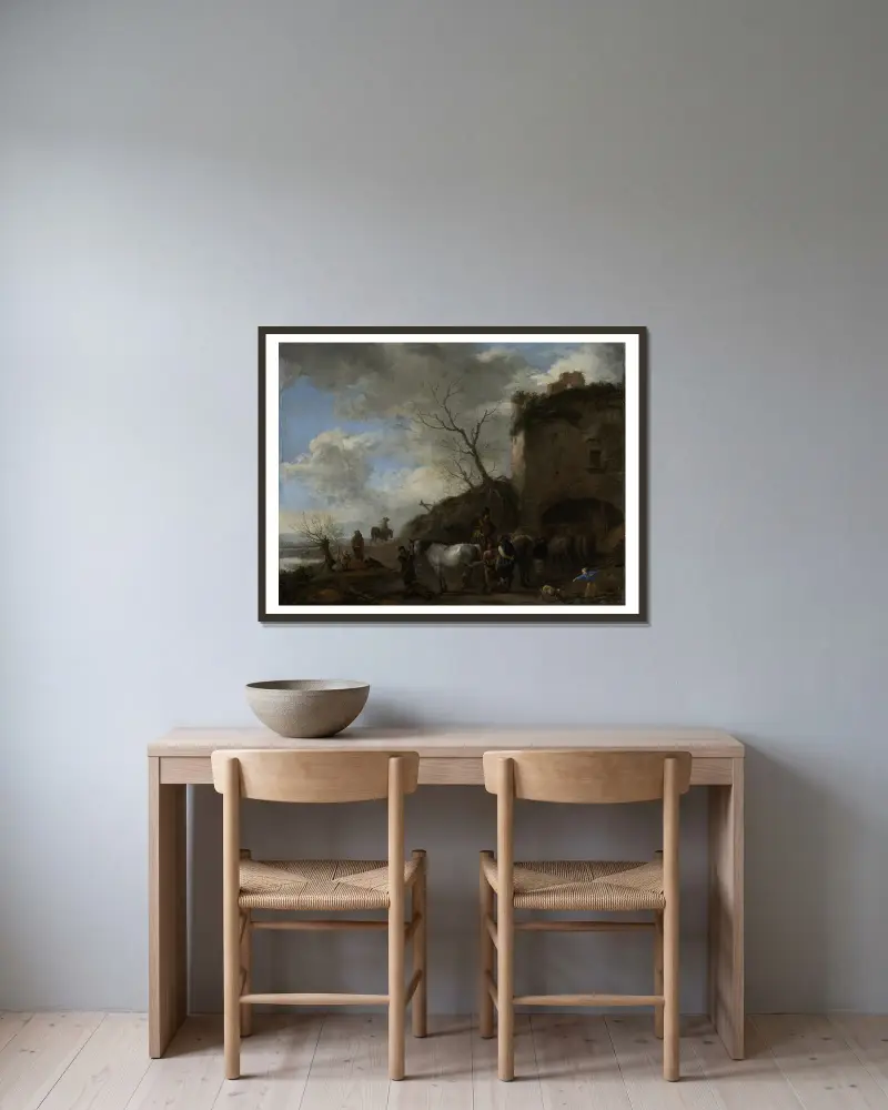 Jezdci u kováře, Philips Wouwerman v rámu na stěně