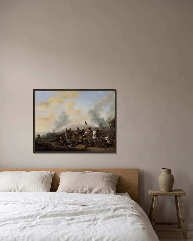 Soldaten plündern ein Dorf von Philips Wouwerman gerahmt an einer Wand