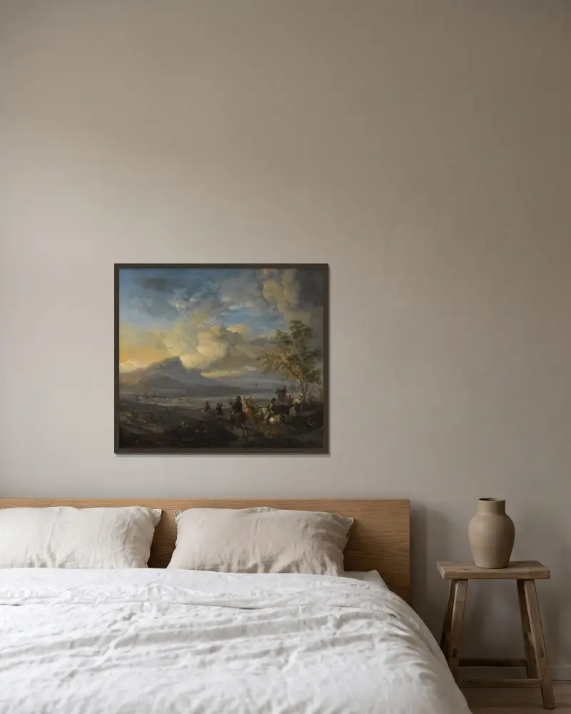 Polowanie z sokołem, Philips Wouwerman w ramie na ścianie