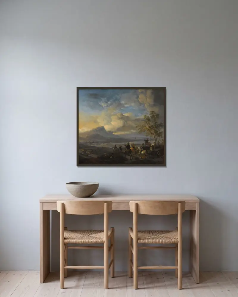 Polowanie z sokołem, Philips Wouwerman w ramie na ścianie