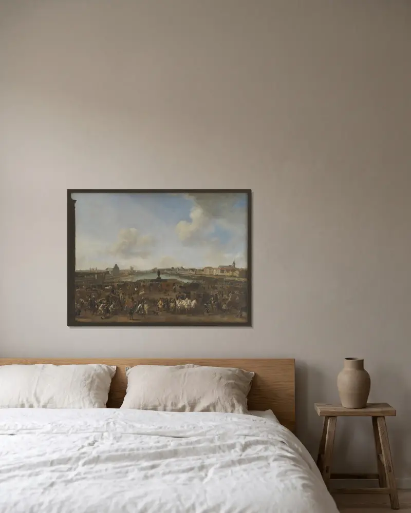 Blick auf Paris vom Place Dauphine von Philips Wouwerman gerahmt an einer Wand