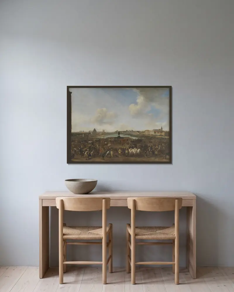 Blick auf Paris vom Place Dauphine von Philips Wouwerman gerahmt an einer Wand