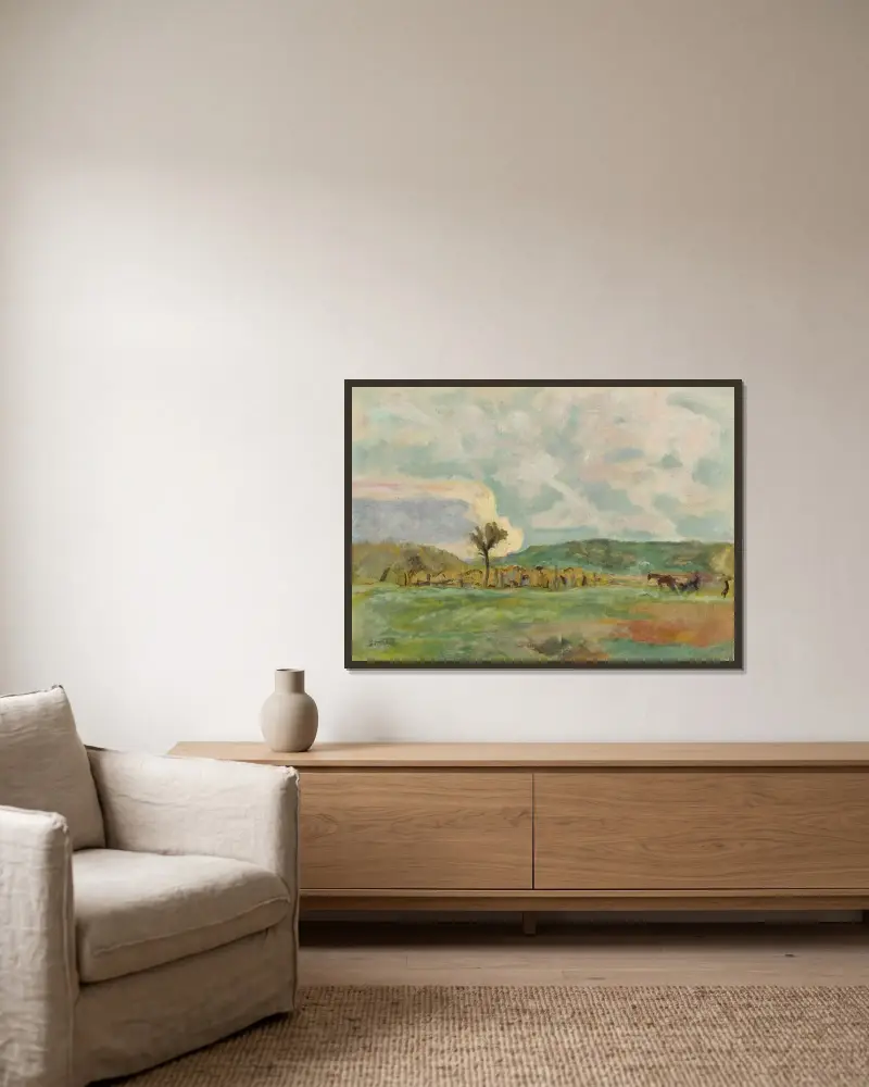 Krajina, orba, Pierre Bonnard v rámu na stěně