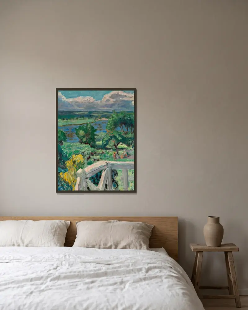 Sluneční záře (Terasa v 'Ma roulotte' ve Vernonnetu), Pierre Bonnard v rámu na stěně