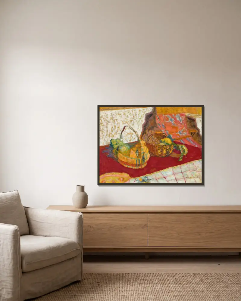 Deux corbeilles de fruits av Pierre Bonnard inramad på en vägg