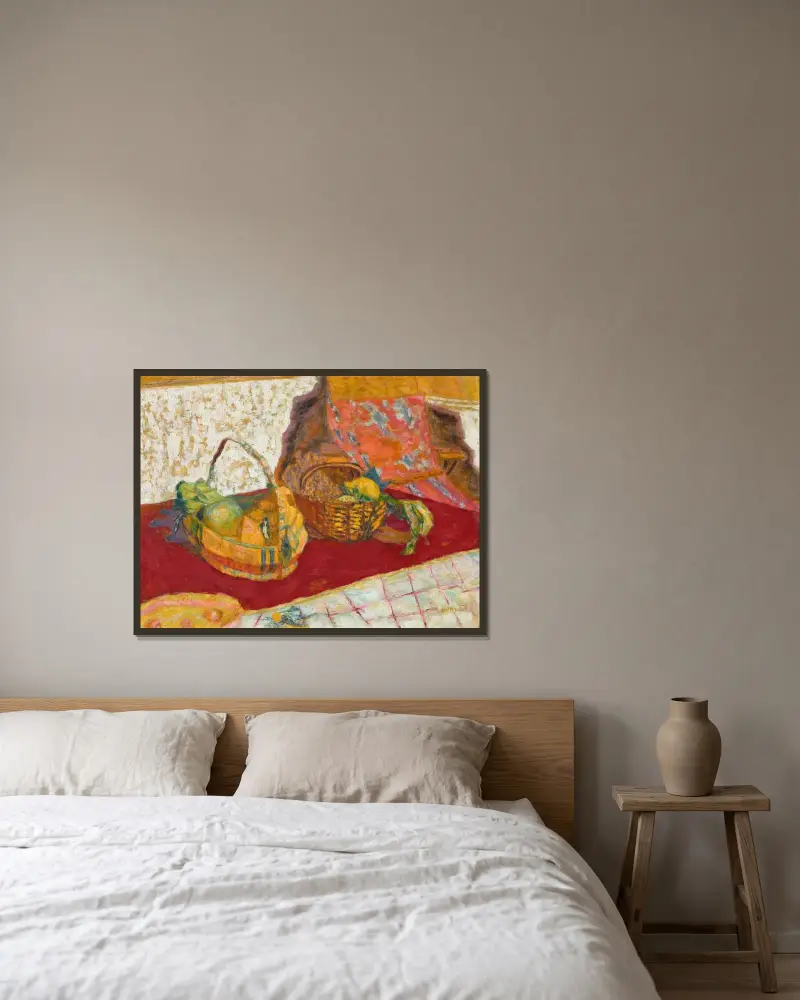 Deux corbeilles de fruits av Pierre Bonnard inramad på en vägg