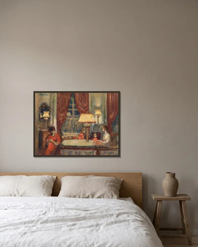 Abend unter den Lampen von Pierre Bonnard gerahmt an einer Wand