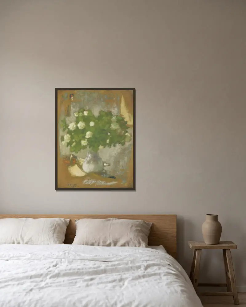 Blumen, Schneebälle von Pierre Bonnard gerahmt an einer Wand