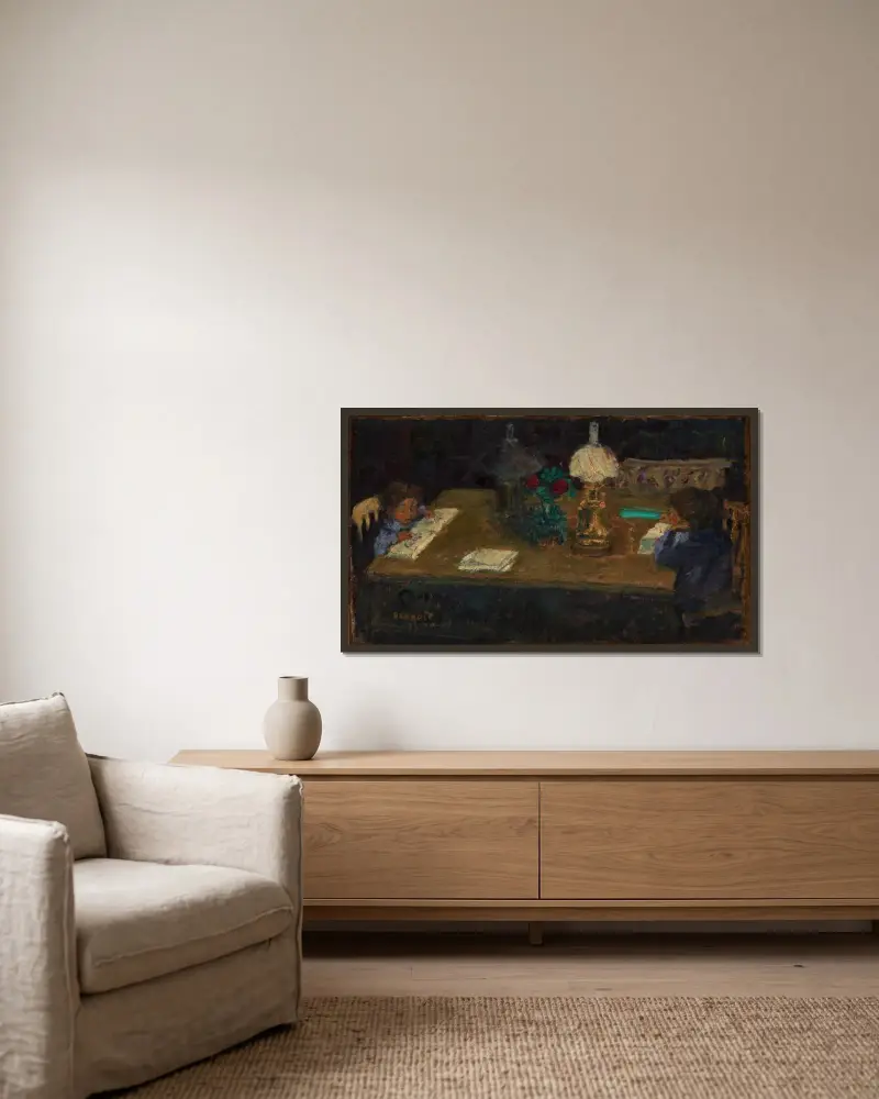 Interieur; Die Kinder auf der Terrasse von Pierre Bonnard gerahmt an einer Wand