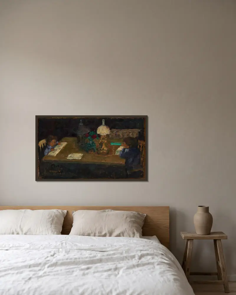 Interieur; Die Kinder auf der Terrasse von Pierre Bonnard gerahmt an einer Wand