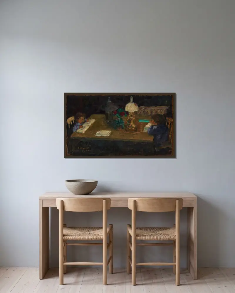 Interieur; Die Kinder auf der Terrasse von Pierre Bonnard gerahmt an einer Wand