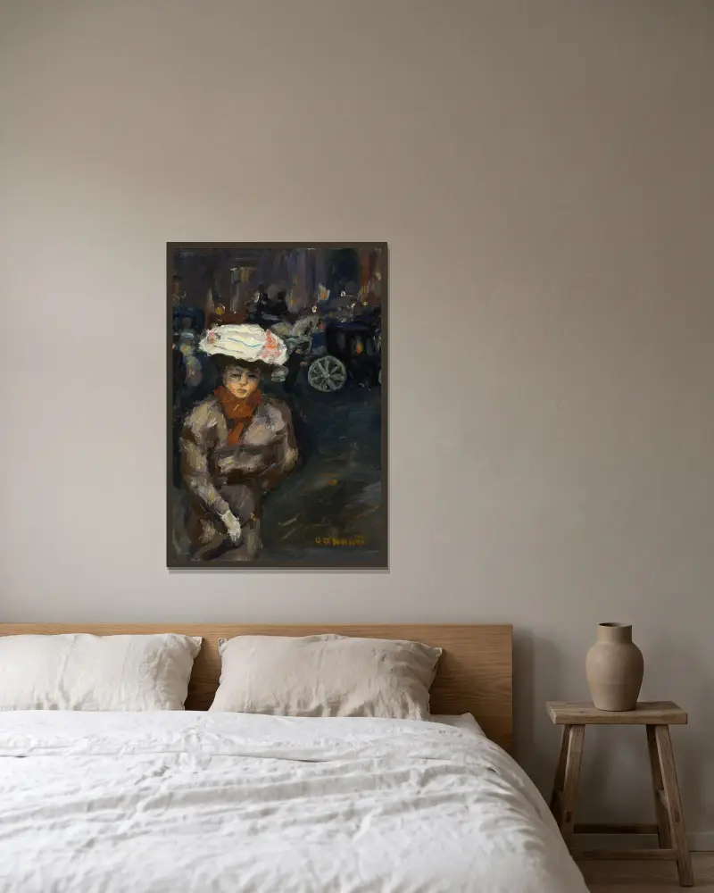 Jeune fille dans la rue av Pierre Bonnard inramad på en vägg