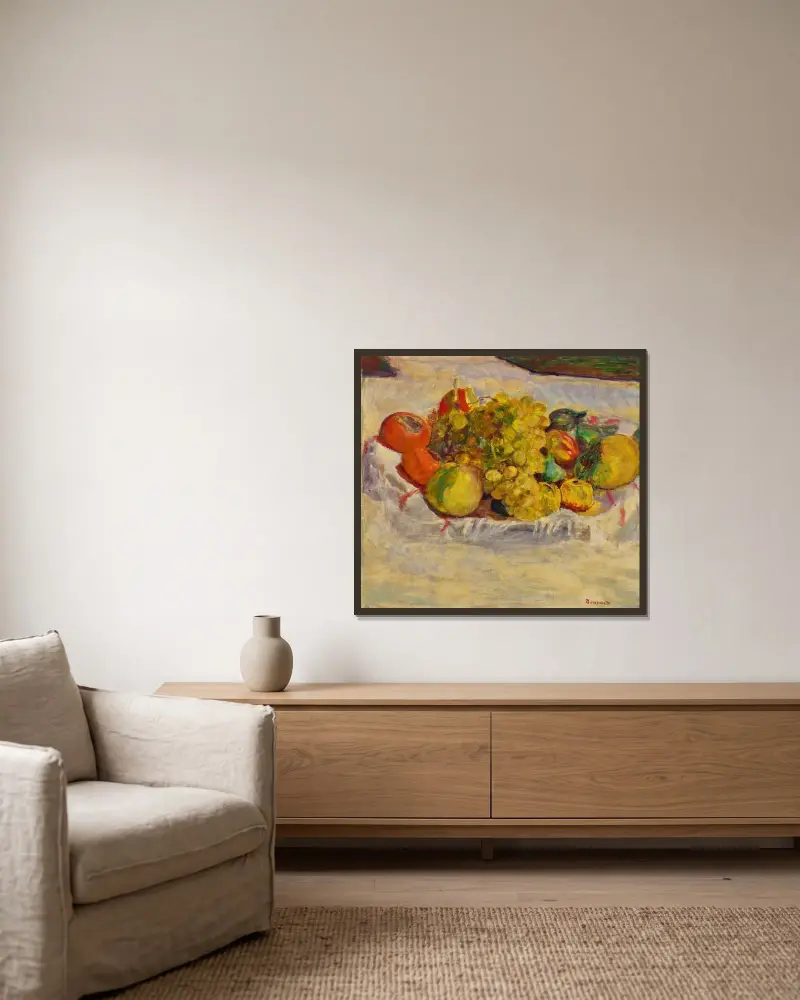La corbeille de fruits av Pierre Bonnard inramad på en vägg