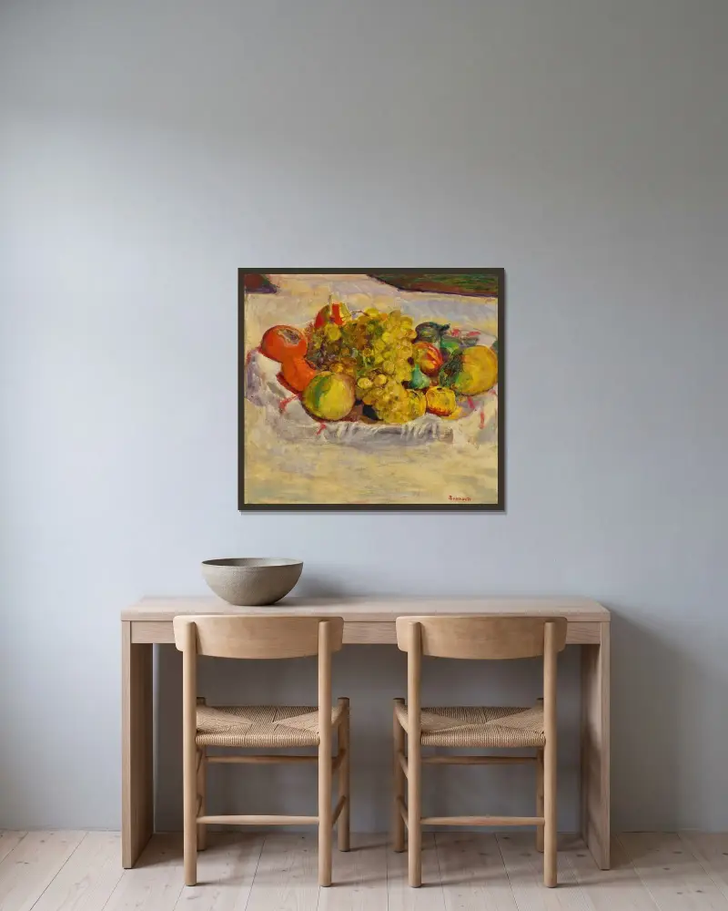 La corbeille de fruits av Pierre Bonnard inramad på en vägg
