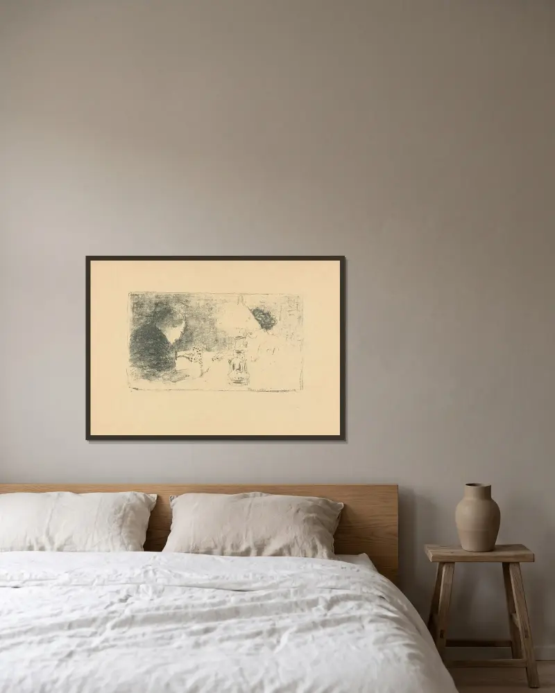 La partie de cartes av Pierre Bonnard inramad på en vägg