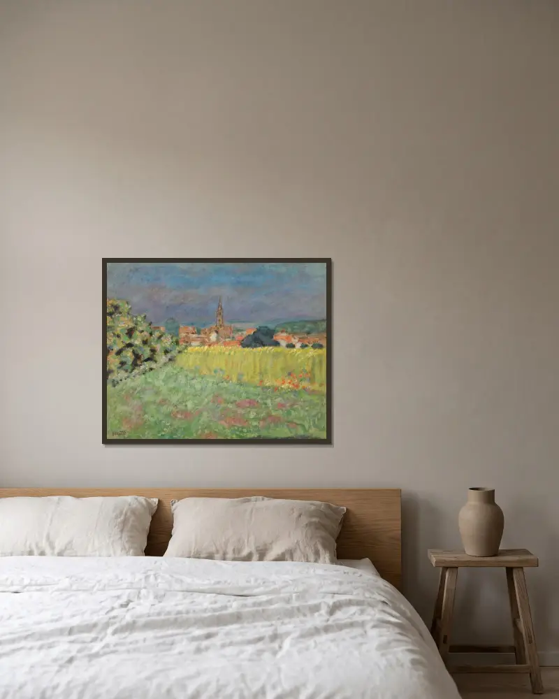 Weizenfeld vor der Kirche von Pierre Bonnard gerahmt an einer Wand