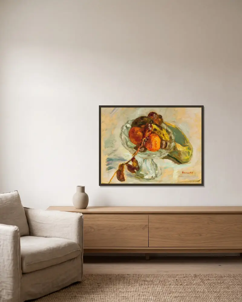 Die Dattelkur von Pierre Bonnard gerahmt an einer Wand