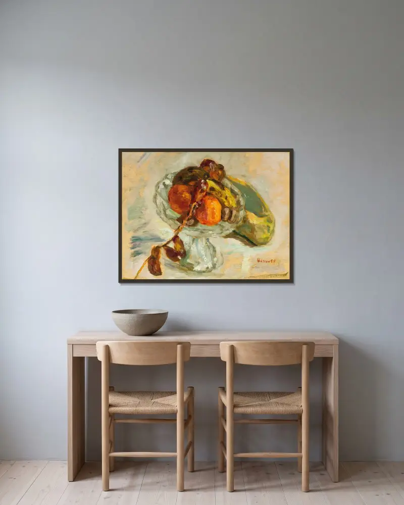 Die Dattelkur von Pierre Bonnard gerahmt an einer Wand