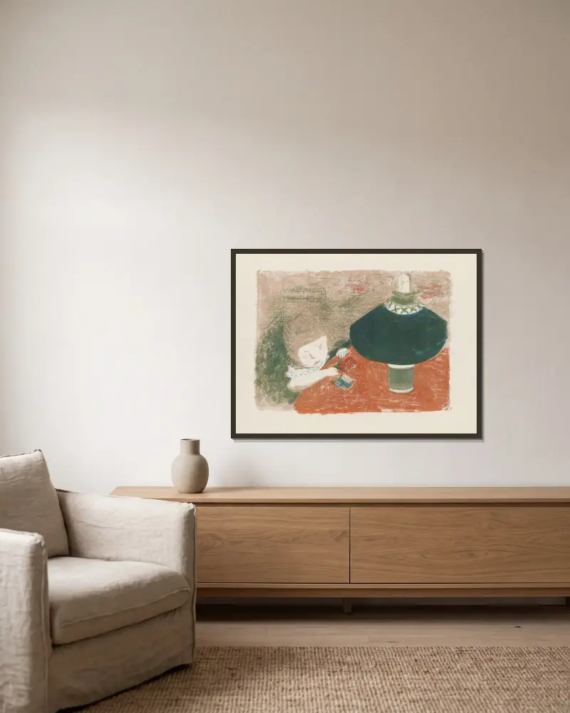 Dítě u lampy, Pierre Bonnard v rámu na stěně
