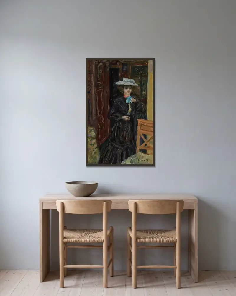 Marthe au chapeau blanc av Pierre Bonnard inramad på en vägg