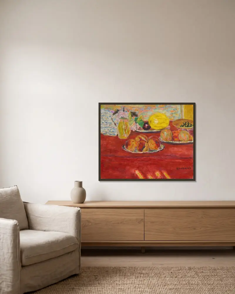 Stilleben mit Melone von Pierre Bonnard gerahmt an einer Wand