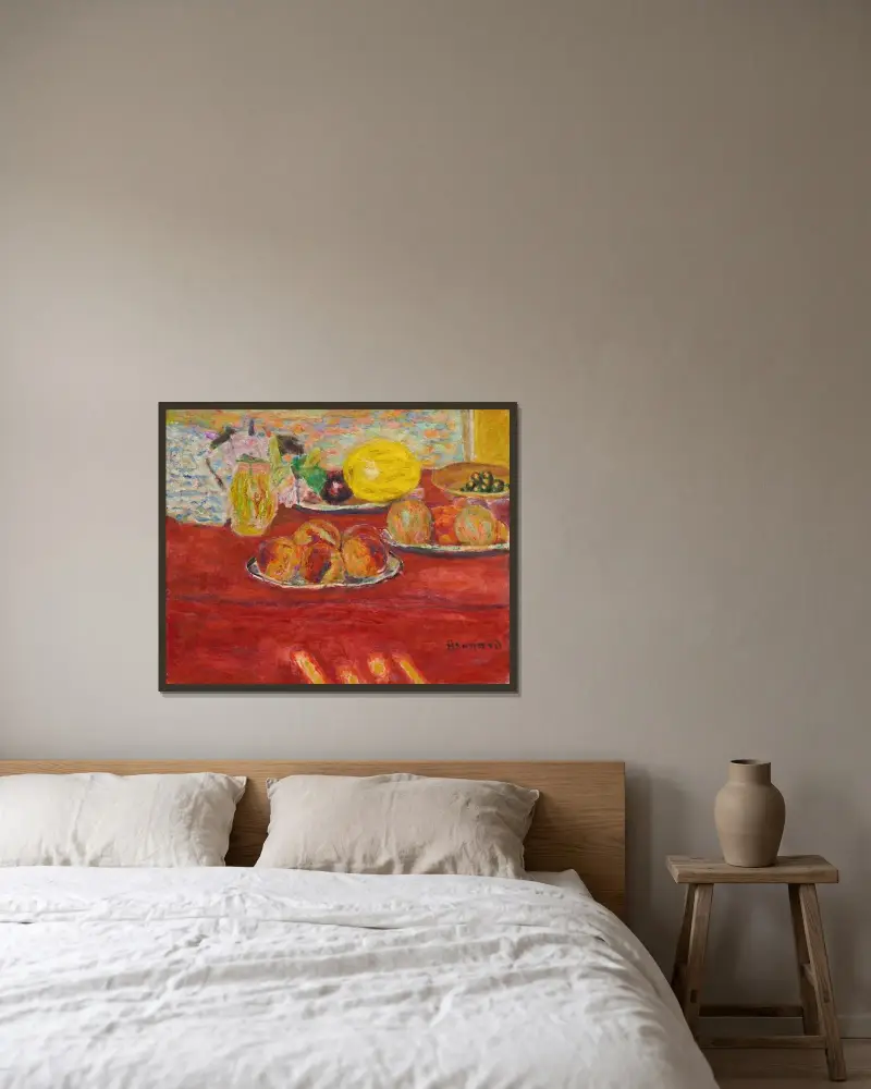 Stilleben mit Melone von Pierre Bonnard gerahmt an einer Wand