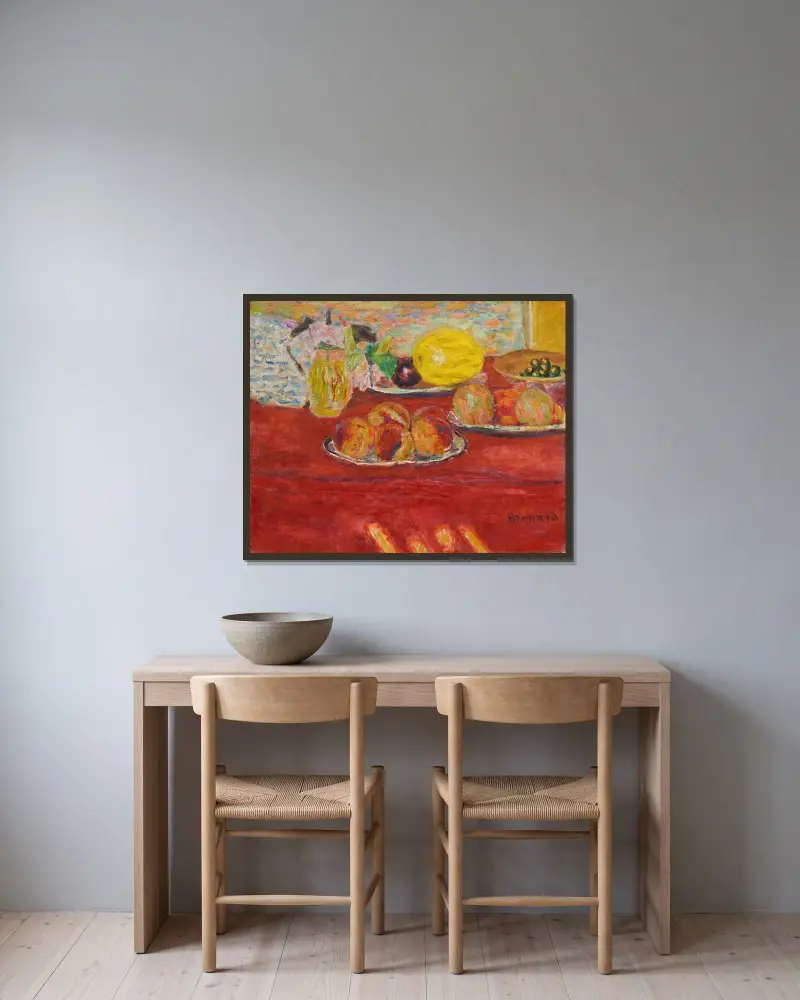 Stilleben mit Melone von Pierre Bonnard gerahmt an einer Wand