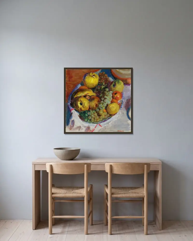 Nature Morte, Trois Grappes De Raisin av Pierre Bonnard inramad på en vägg