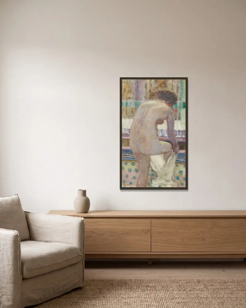 Žena, která se obléká, Pierre Bonnard v rámu na stěně