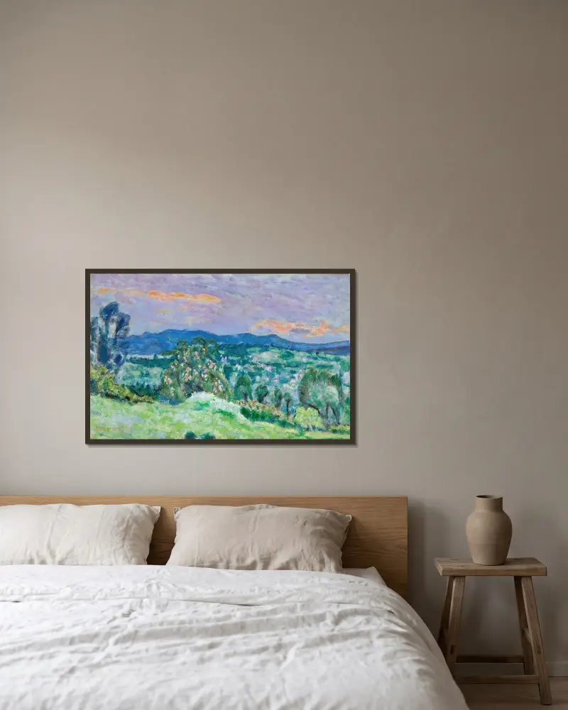 Landschaft von Saint-Tropez von Pierre Bonnard gerahmt an einer Wand