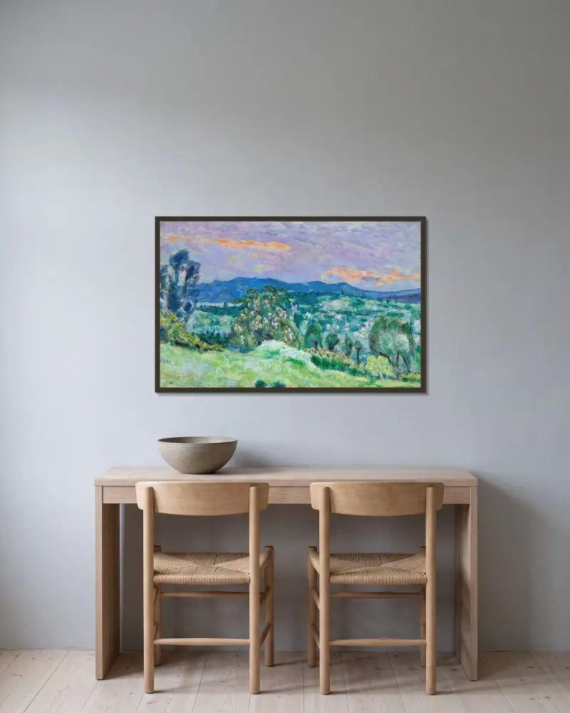 Landschaft von Saint-Tropez von Pierre Bonnard gerahmt an einer Wand