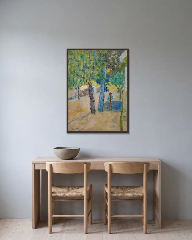Personnage Sous Un Arbre av Pierre Bonnard inramad på en vägg