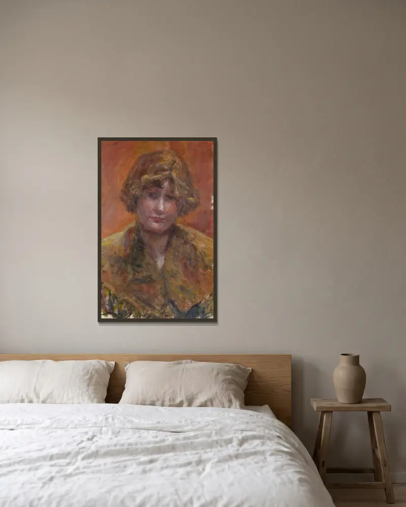 Portrait de jeune fille (étude) av Pierre Bonnard inramad på en vägg