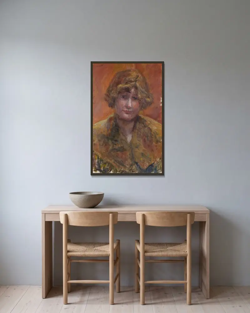 Portrait de jeune fille (étude) av Pierre Bonnard inramad på en vägg