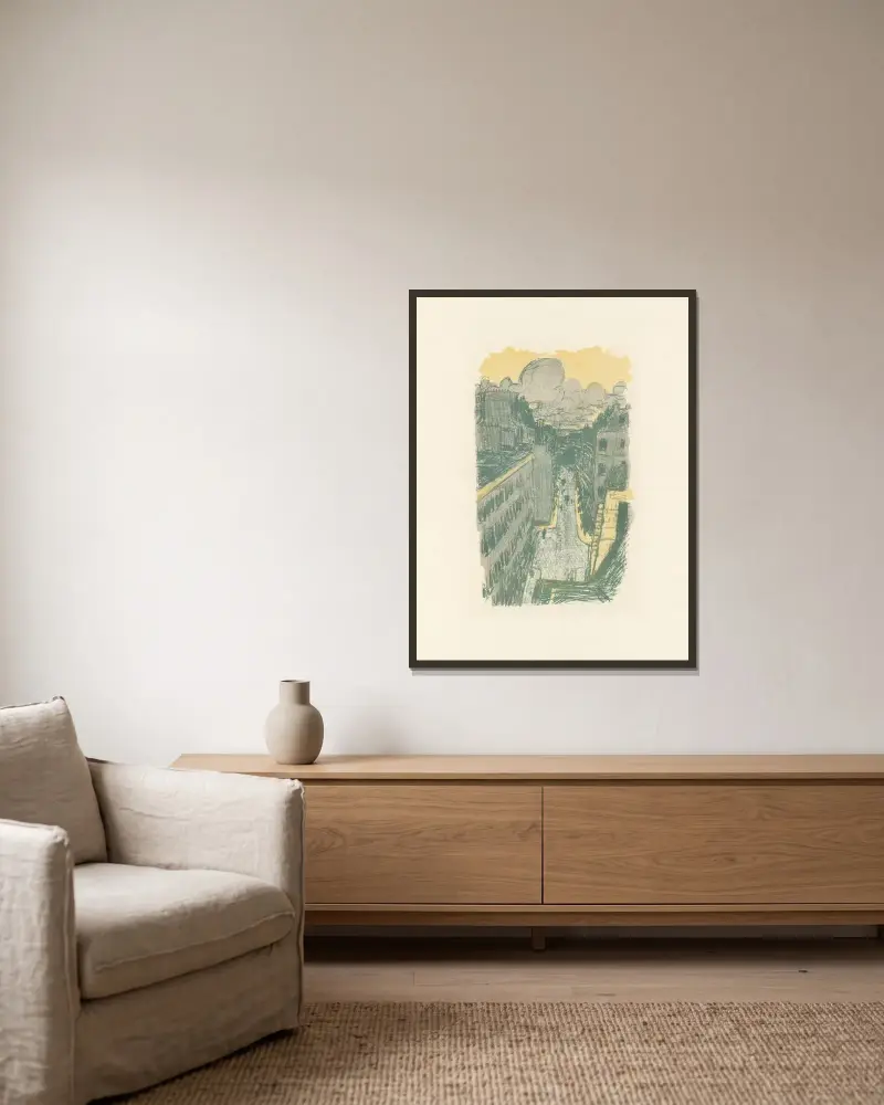 Straße von oben gesehen von Pierre Bonnard gerahmt an einer Wand