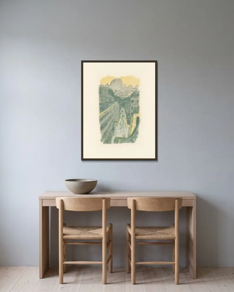 Straße von oben gesehen von Pierre Bonnard gerahmt an einer Wand