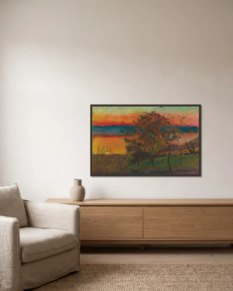 Untergehende Sonne von Pierre Bonnard gerahmt an einer Wand