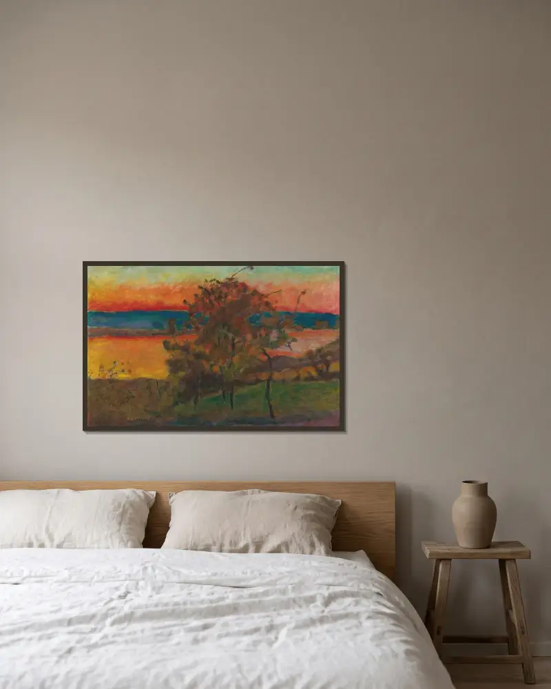 Untergehende Sonne von Pierre Bonnard gerahmt an einer Wand
