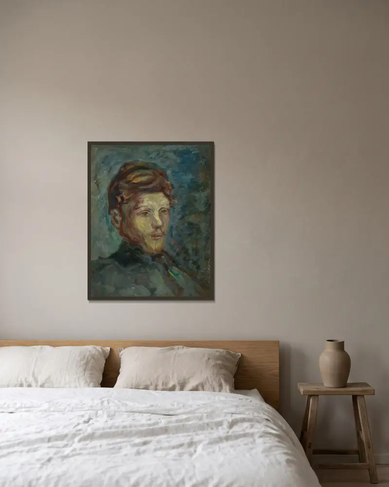 Tête de jeune homme barbu av Pierre Bonnard inramad på en vägg