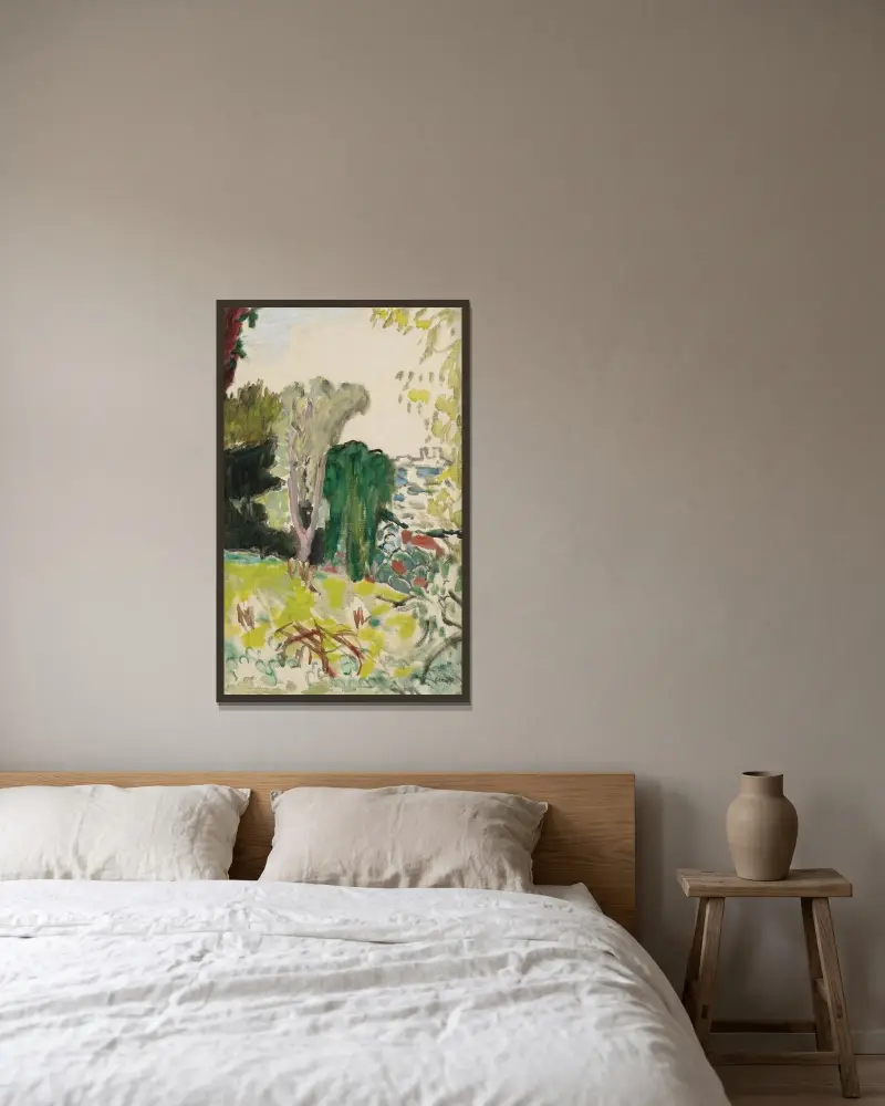 Blick auf Antibes von Pierre Bonnard gerahmt an einer Wand