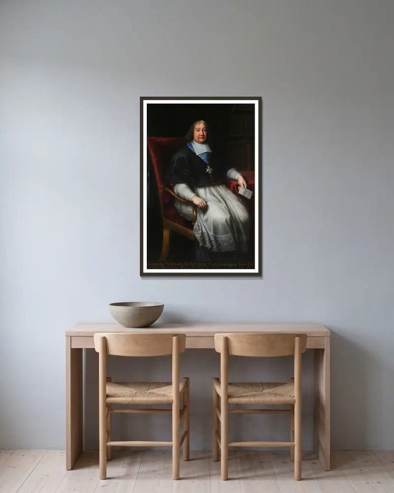 Monseigneur Charles-Maurice Le Tellier von Pierre Mignard gerahmt an einer Wand