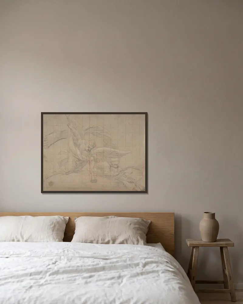 Zwei Engel, Studie für Val de Grâce von Pierre Mignard gerahmt an einer Wand