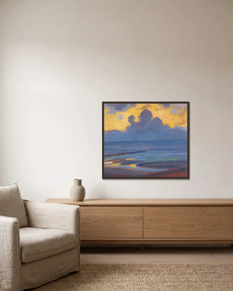 Vid havet av Piet Mondrian inramad på en vägg