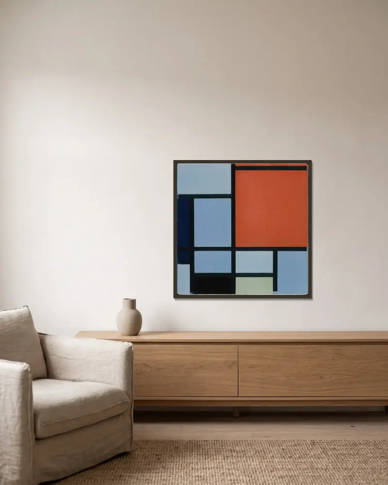 Kompozice, Piet Mondrian v rámu na stěně