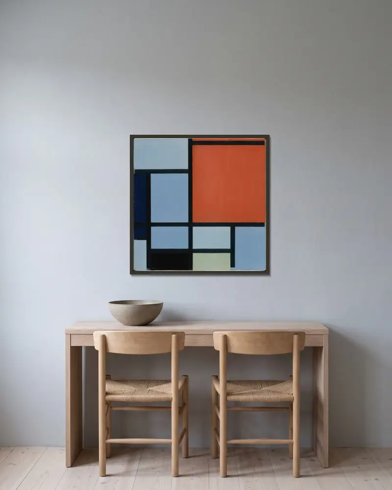Kompozice, Piet Mondrian v rámu na stěně
