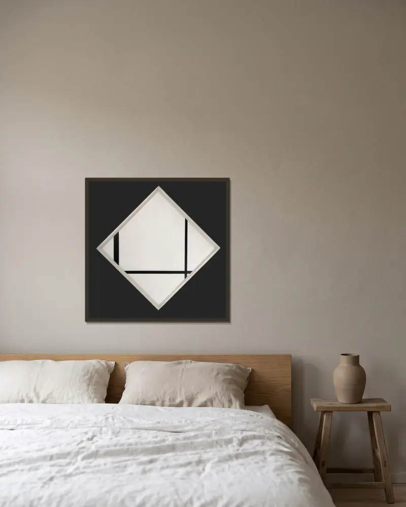 Foxtrot A von Piet Mondrian gerahmt an einer Wand