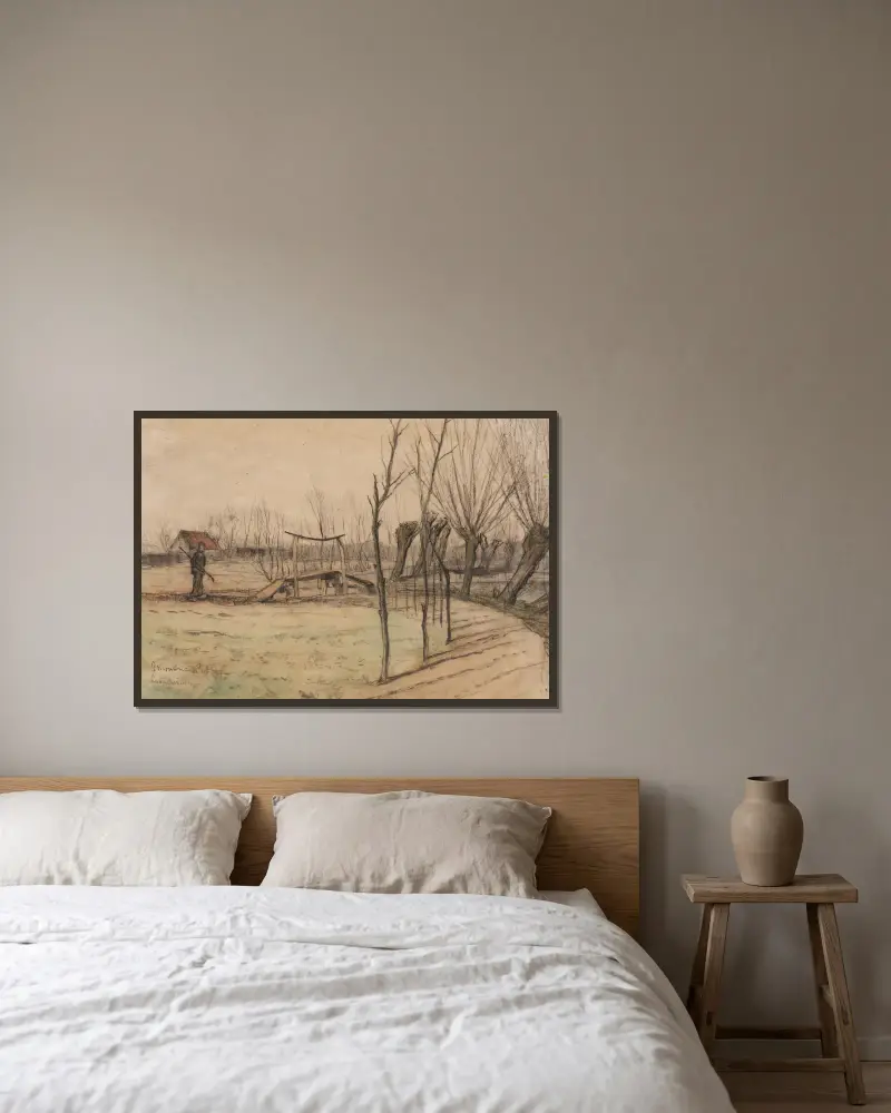 Landscape at Loosduinen av Piet Mondrian inramad på en vägg