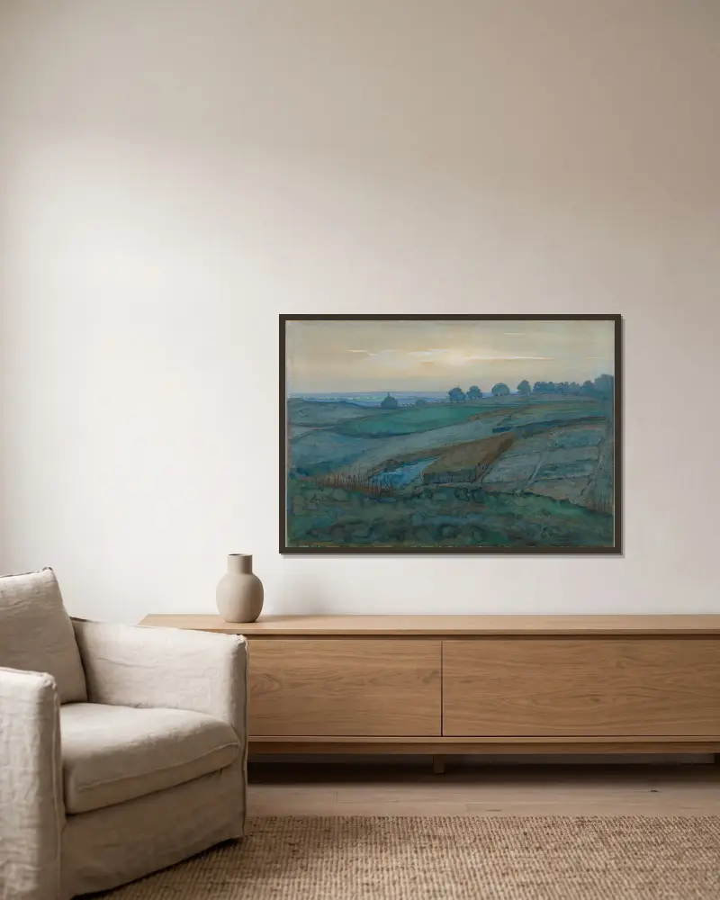 Landscape near Arnhem av Piet Mondrian inramad på en vägg