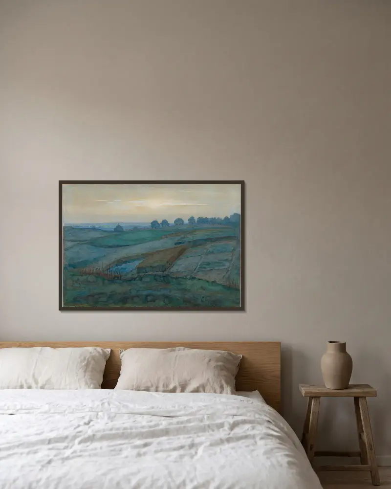 Landscape near Arnhem av Piet Mondrian inramad på en vägg