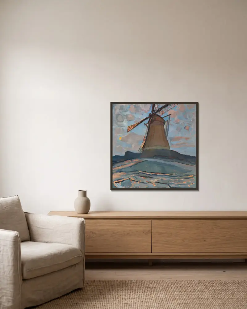 Větrný mlýn, Piet Mondrian v rámu na stěně